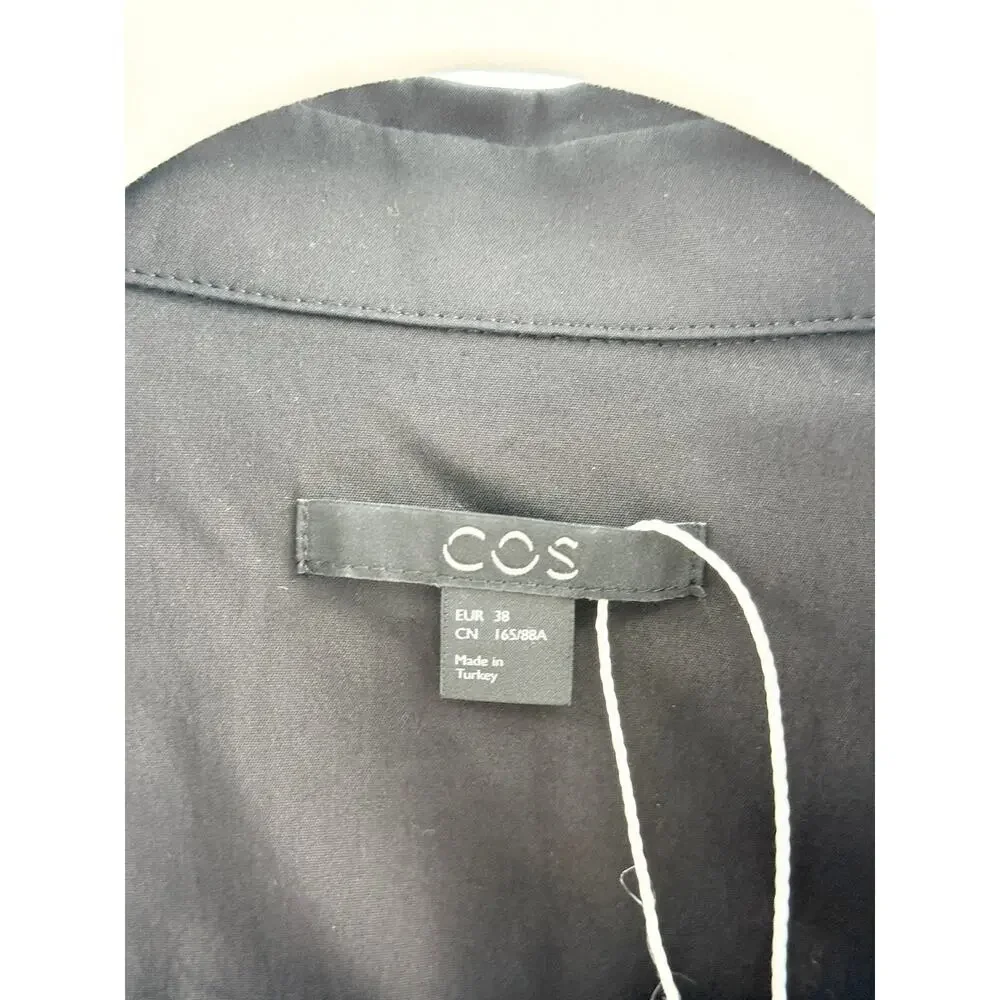 COS Cotton Blend Long Sleeve Collared Button Down Shirt Black Womens Size 38 / 4